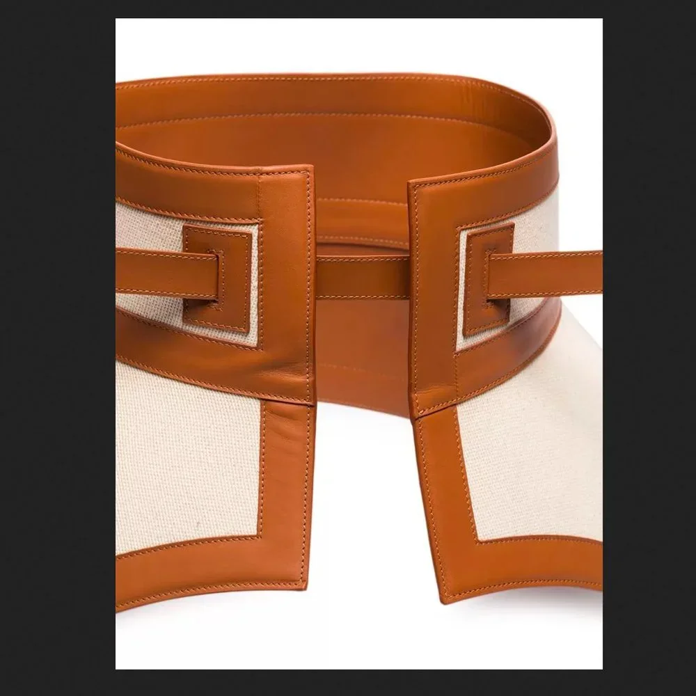 RARE NWT LOEWE Tan Canvas & Leather Obi Belt